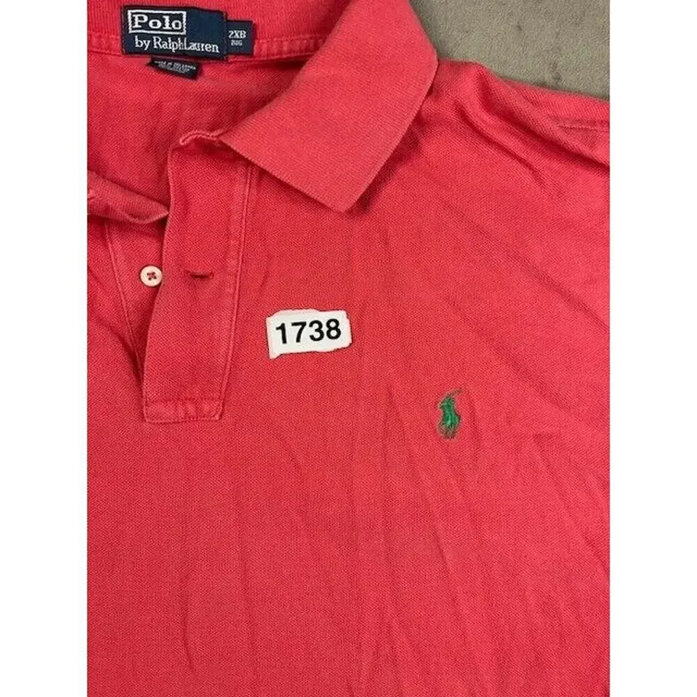 Polo‎ Ralph Lauren Mens Shirt Size 2Xb RED Short Sleeve Green Pony Vintage